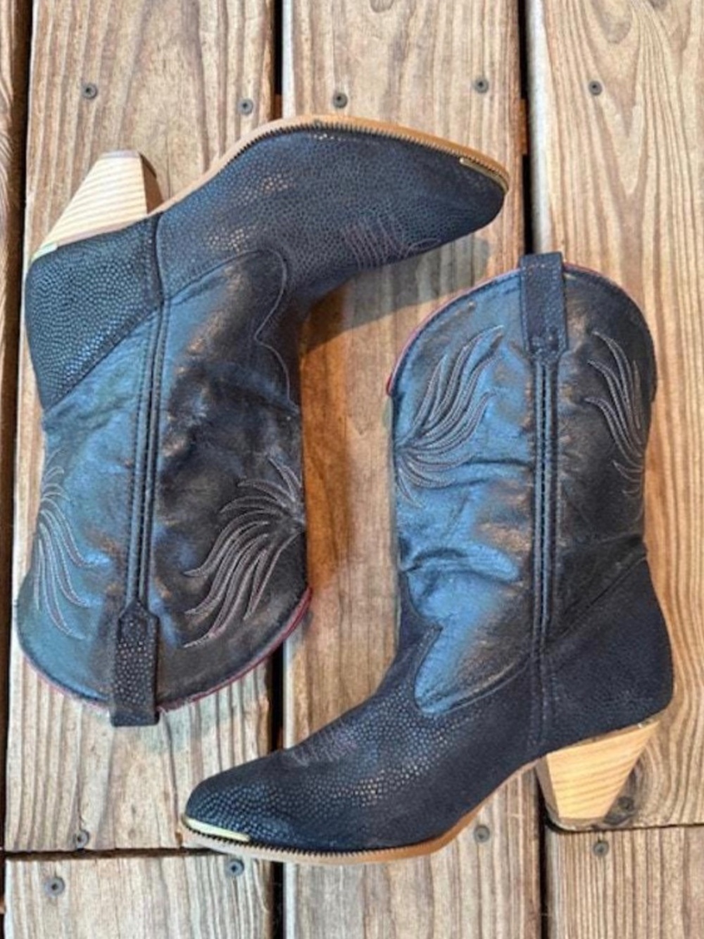 Vintage Dingo Phoenix Black Cowboy Boots Size 7